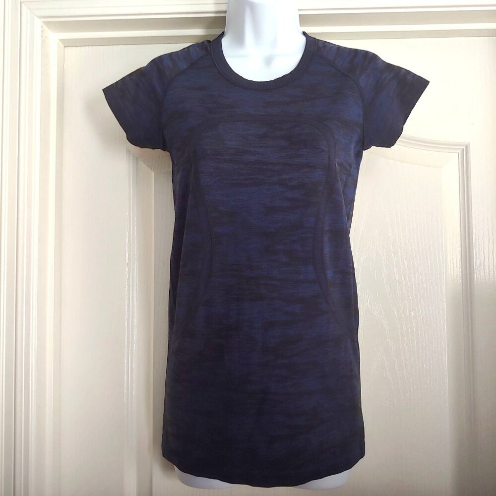 Lululemon Athletica Swiftly Tech Cobalt Blue/Black Short Sleeve Activewear